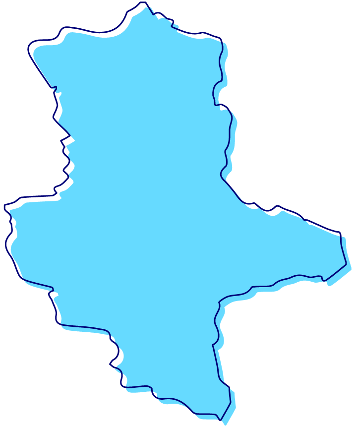 Map of France outlined with a dark blue border and filled with light blue.